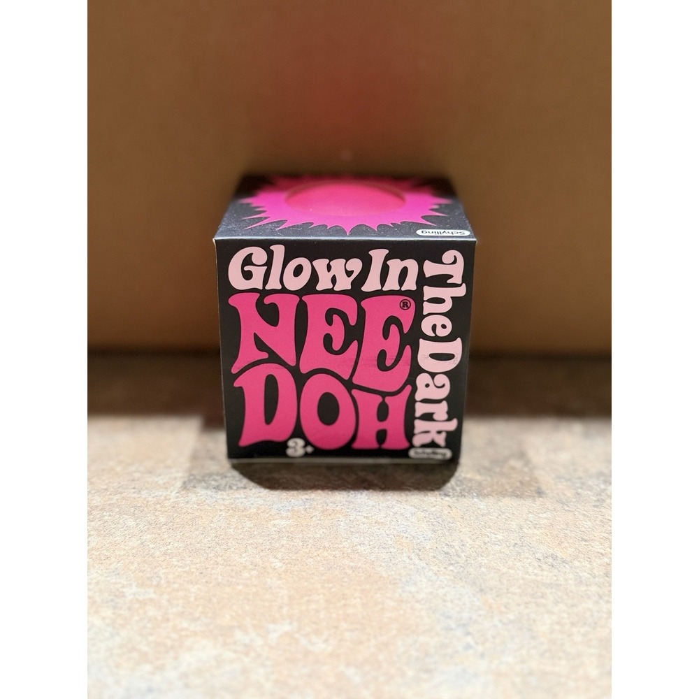 Needoh Teenie Single - Sensory Squeeze Toy -Glow In The Dark - Pink - Authentic